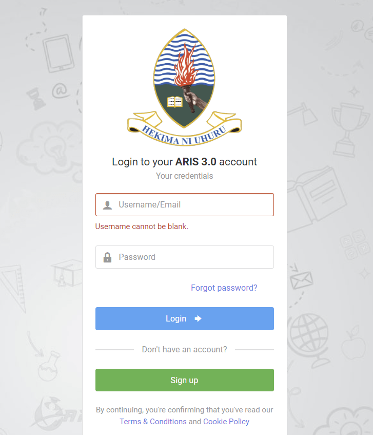 UDSM ARIS 3 login Access and navigate your ARIS UDSM account